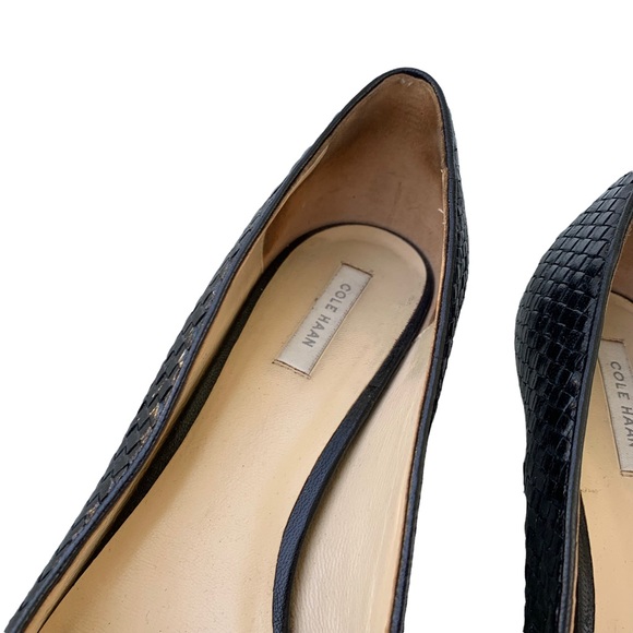Cole Haan Collection Woven Leather Pumps Shoes Classic Style Size 9 Black - Picture 4 of 9
